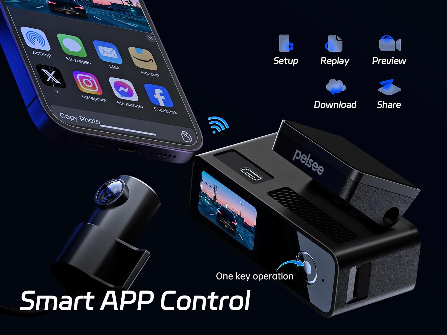 Detalle de Pelsee P1 Duo 4K Dual Dash Cam 64GB