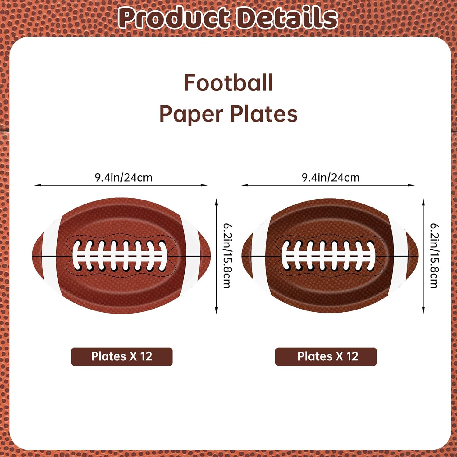 Thumbnail 2 de Football Plates 24-Pack 9.4x6.2 inch 🏈