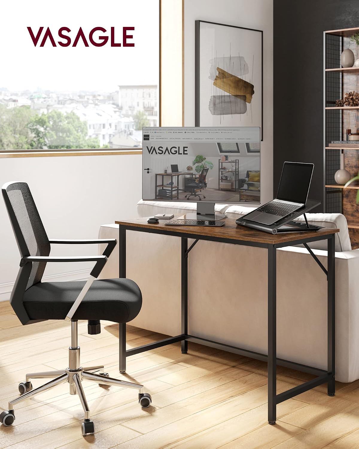Detalle de VASAGLE LWD41X: Compact 100 x 50 cm Steel Desk for Home Office