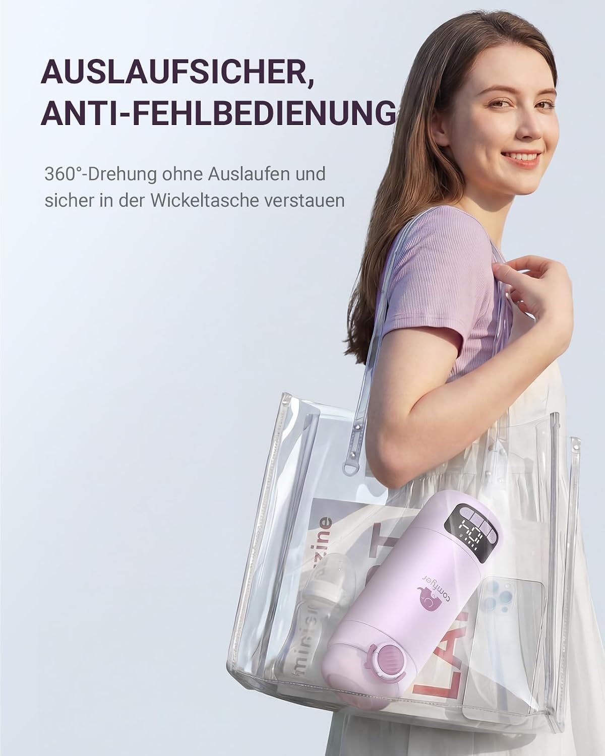 Thumbnail 6 de Comfyer BW02 Upgrade: Tragbarer Flaschenwärmer mit 16000 mAh Akku, integrierter Sterilisator und 500 ml Kapazität