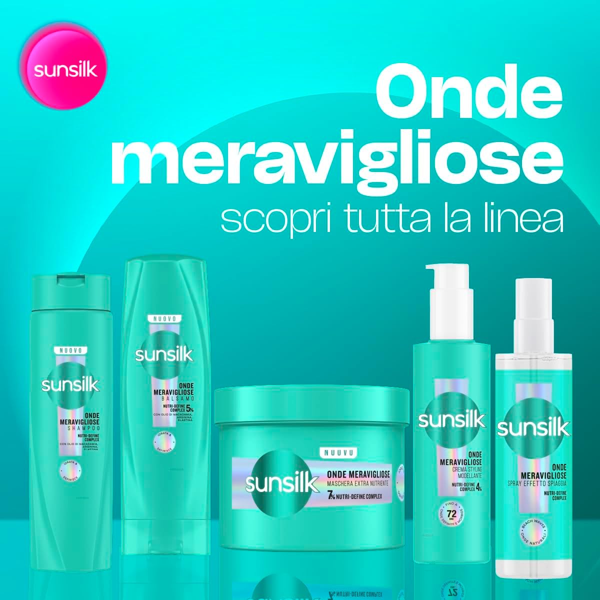 Detalle de Sunsilk Onde Meravigliose: Balsamo Idratante per Capelli Mossi con Nutri-Define Complex (200 ml)