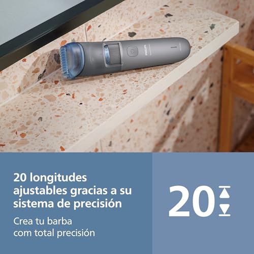 Detalle de Philips Serie 3000 BT3619/15: recortadora de barba con 20 longitudes, agua y carga USB