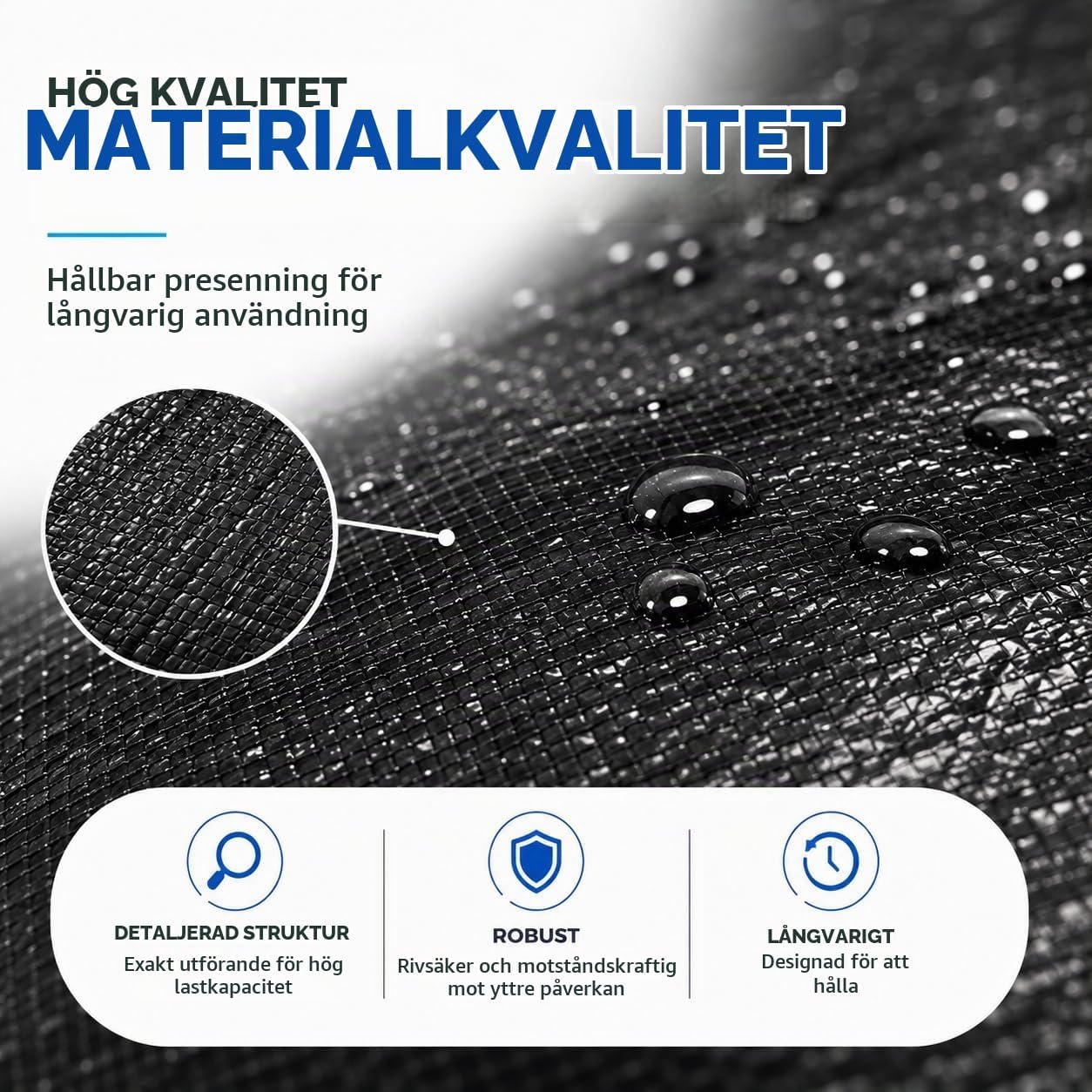 Detalle de TK Gruppe Timo Klingler TK294304 rund poolpresenning, svart PE, 200 g/m²