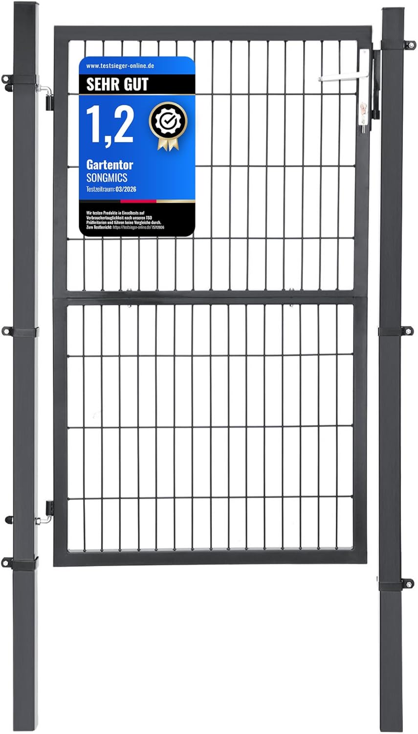 SONGMICS Gartentor verzinkter Stahl 106 x 150 cm