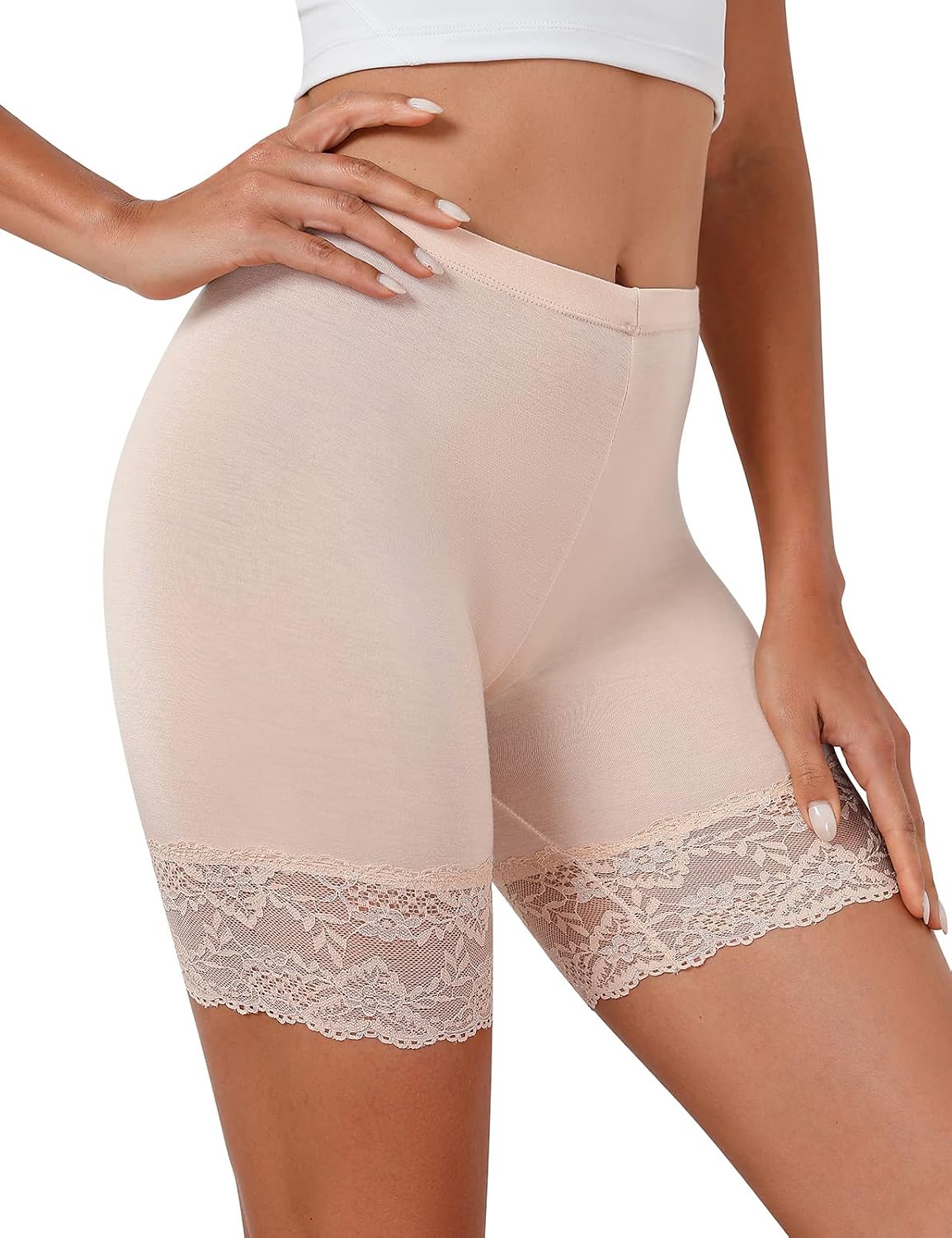 Detalle 2 de Tuopuda Pantaloncini Sottogonna per Donne: anti sfregamento, modelli in pizzo e leggings corti per estate