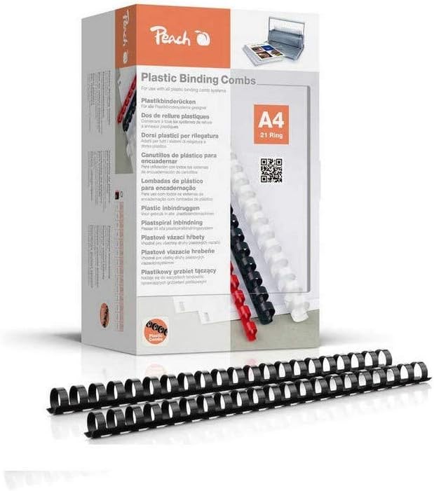 Peach Plastikbinderücken A4 PB420-02 (20 mm, schwarz) – für bis zu 175 Blatt