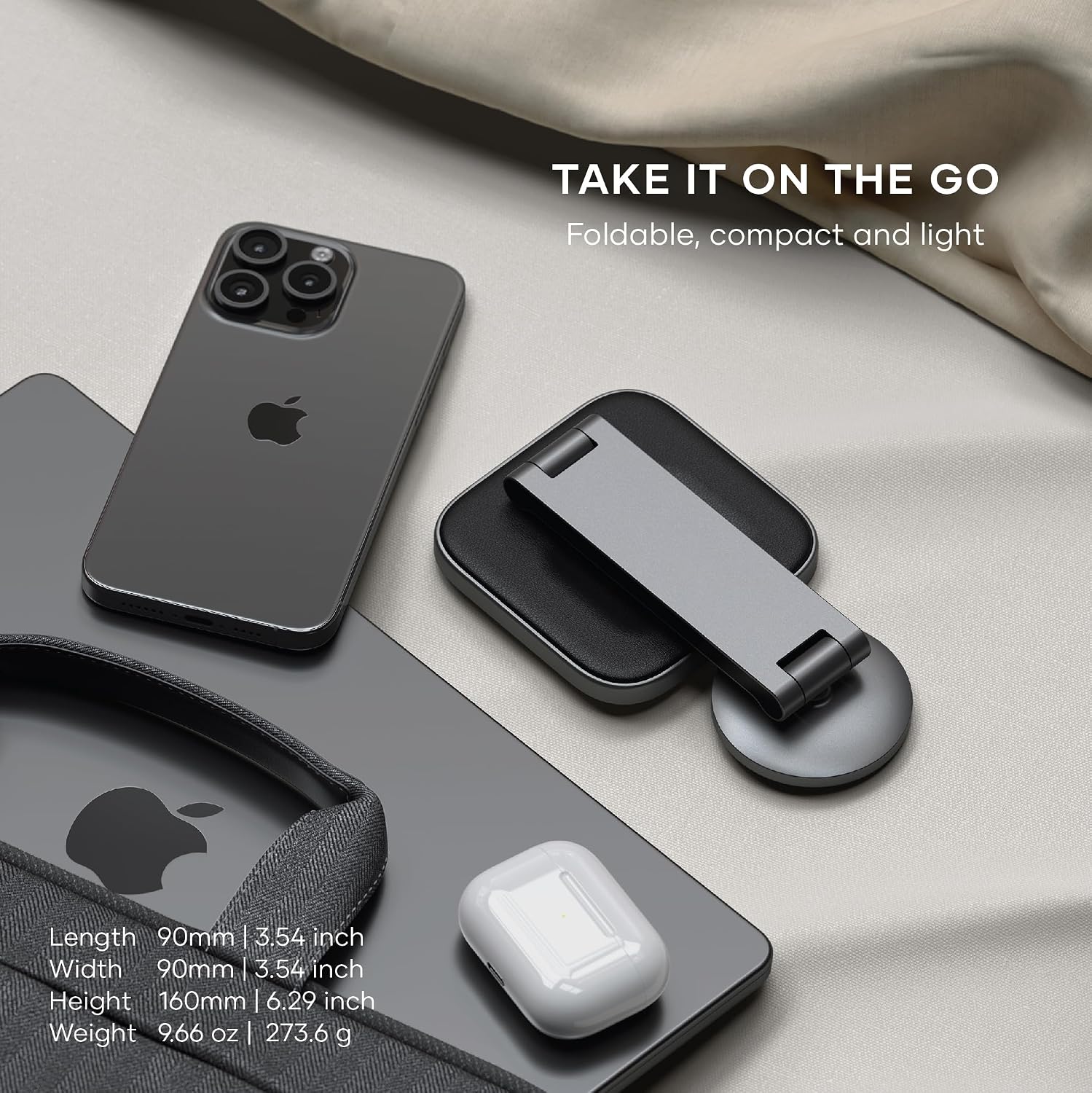 Detalle de SATECHI OntheGo™ Chargeur Induction 2 en 1 pliable (station sans fil magnétique) jusqu’à 15 W compatible Qi2