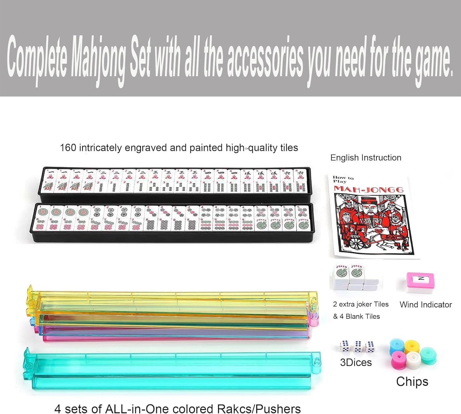 Thumbnail 3 de Mose Cafolo American Mahjong Set (Blue Paisley Carrying Bag) with 166 Premium White Tiles