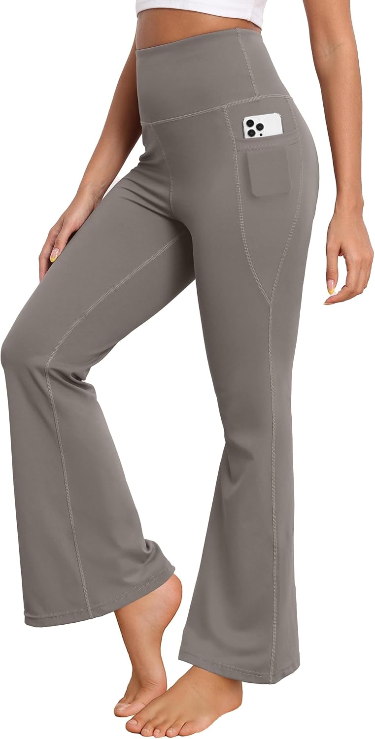 Detalle de GRECERELLE Wide Leg Trousers for Women – High-Waisted Sculpting Yoga Pants with Side Pockets