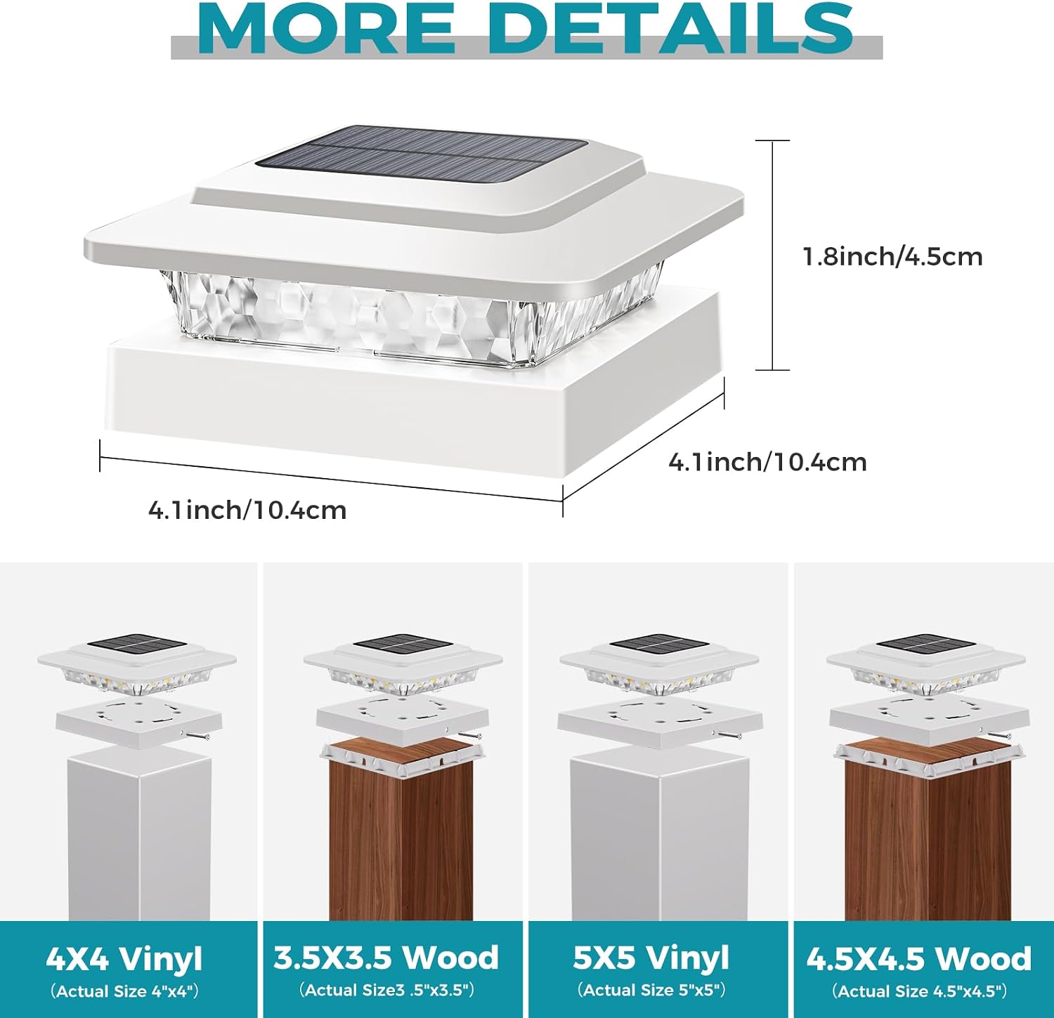 Detalle de Kolpop Solar Post Cap Lights 4-Pack