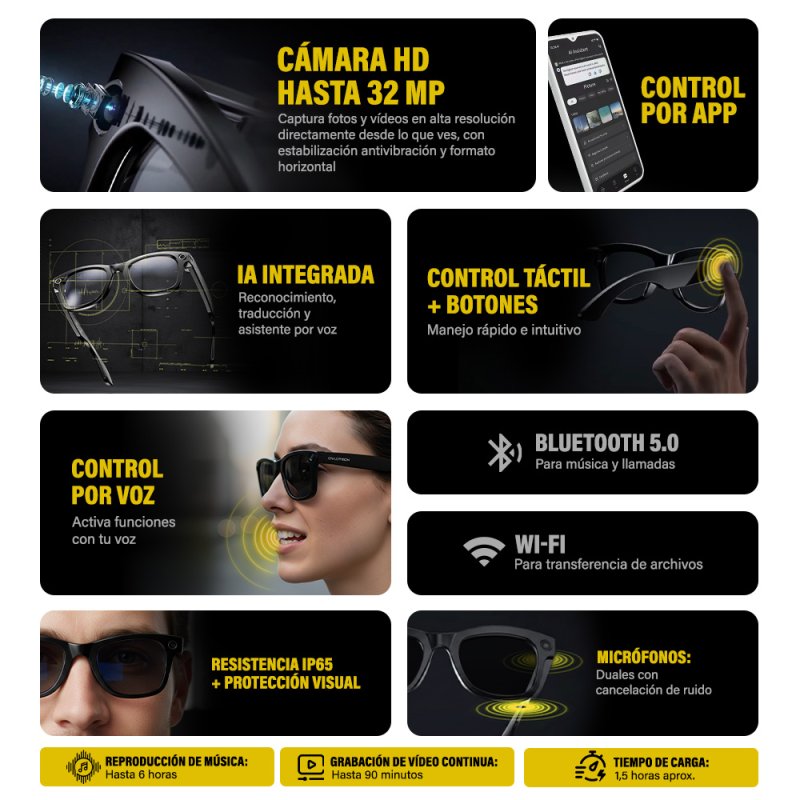 Thumbnail 3 de Owlotech Lens AI Gafas Inteligentes Lens AI OW-SGL-LENS-B 32 MP, Negro