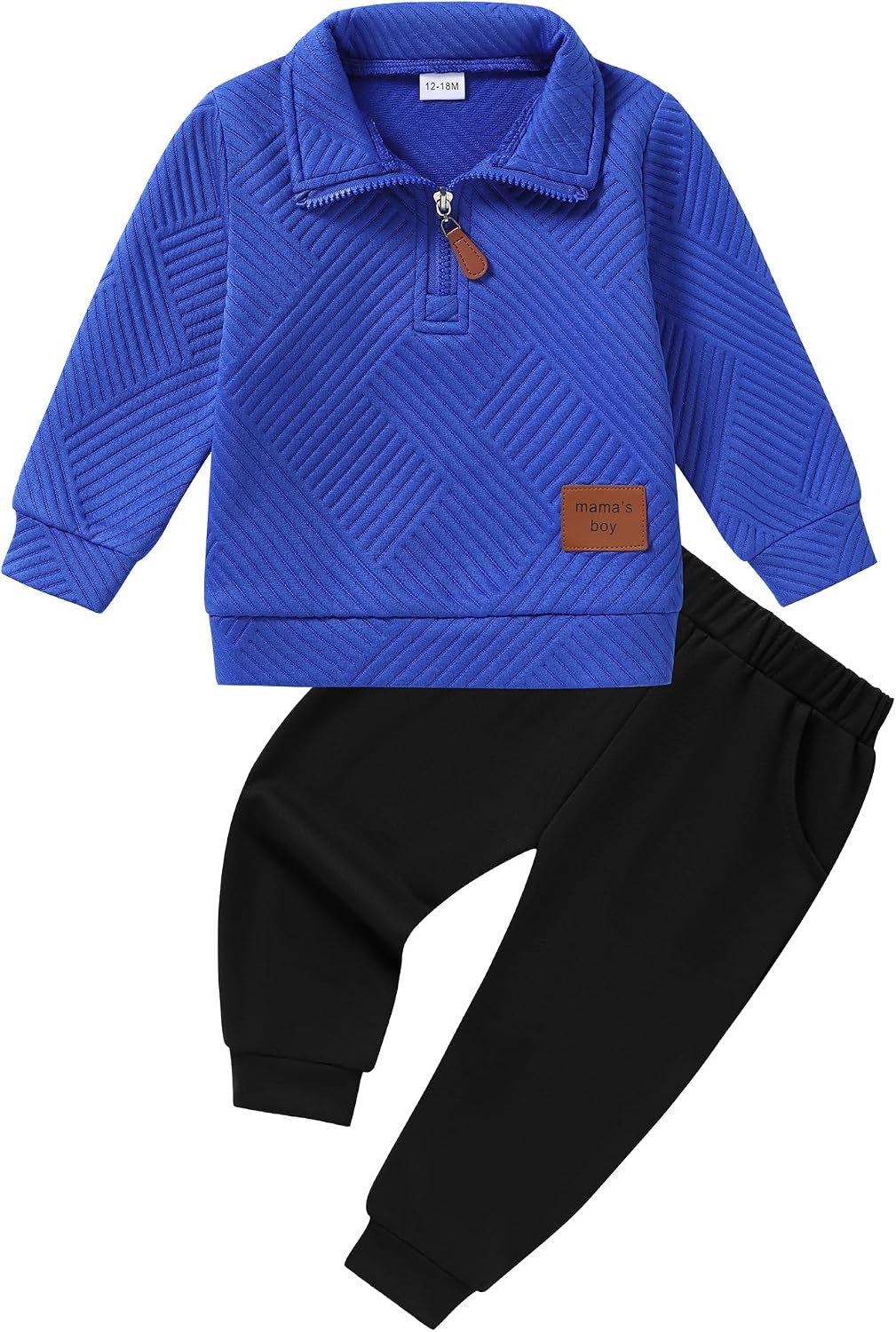 Detalle de ZOEREA ZA1285 Toddler Boys’ Two-Piece Sweatsuit with Long-Sleeve Sweatshirt