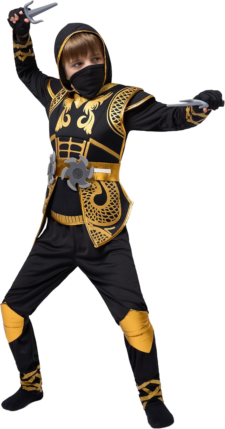 Detalle 2 de Spooktacular Golden Ninja Costume for Kids