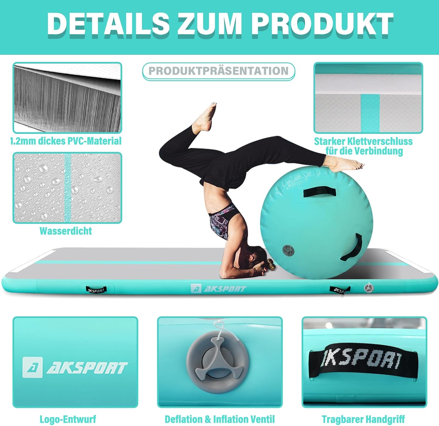 Thumbnail 2 de AKSPORT Airtrack Air Roll 3 m Luftmatte