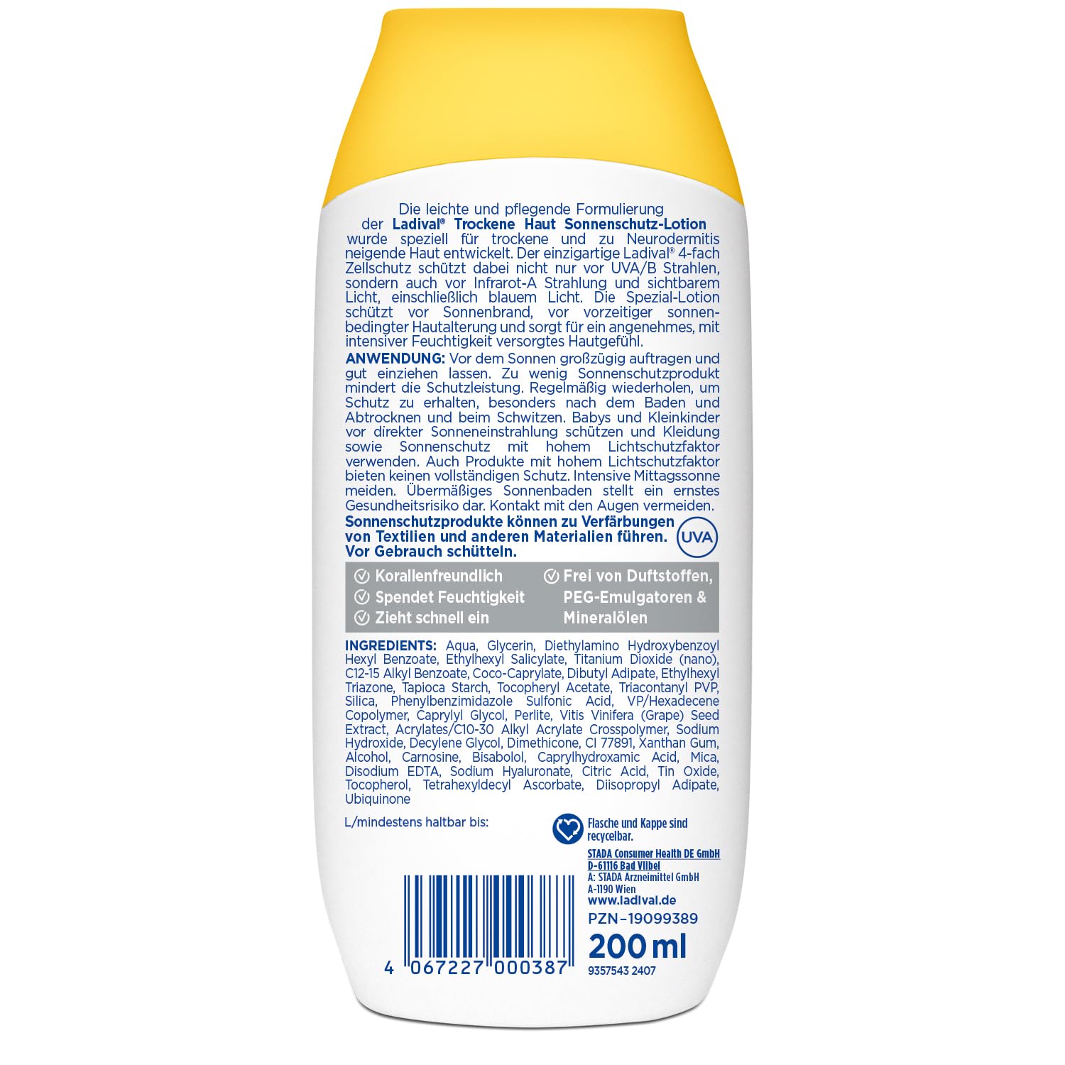 Detalle de Ladival Sonnenschutz-Gel für trockene Haut LSF 50+ (200 ml Creme) – zuverlässiger UV-Schutz für die trockene Haut