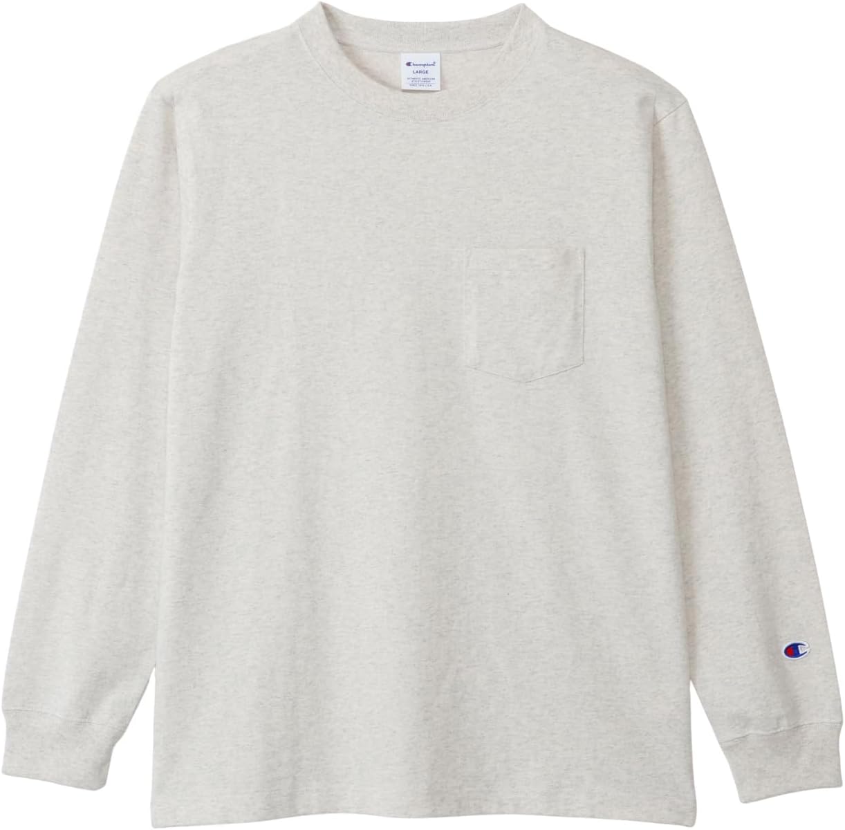 Detalle de Champion C3-W401Z メンズ長袖Tシャツ 綿100%天竺・胸ポケット付き