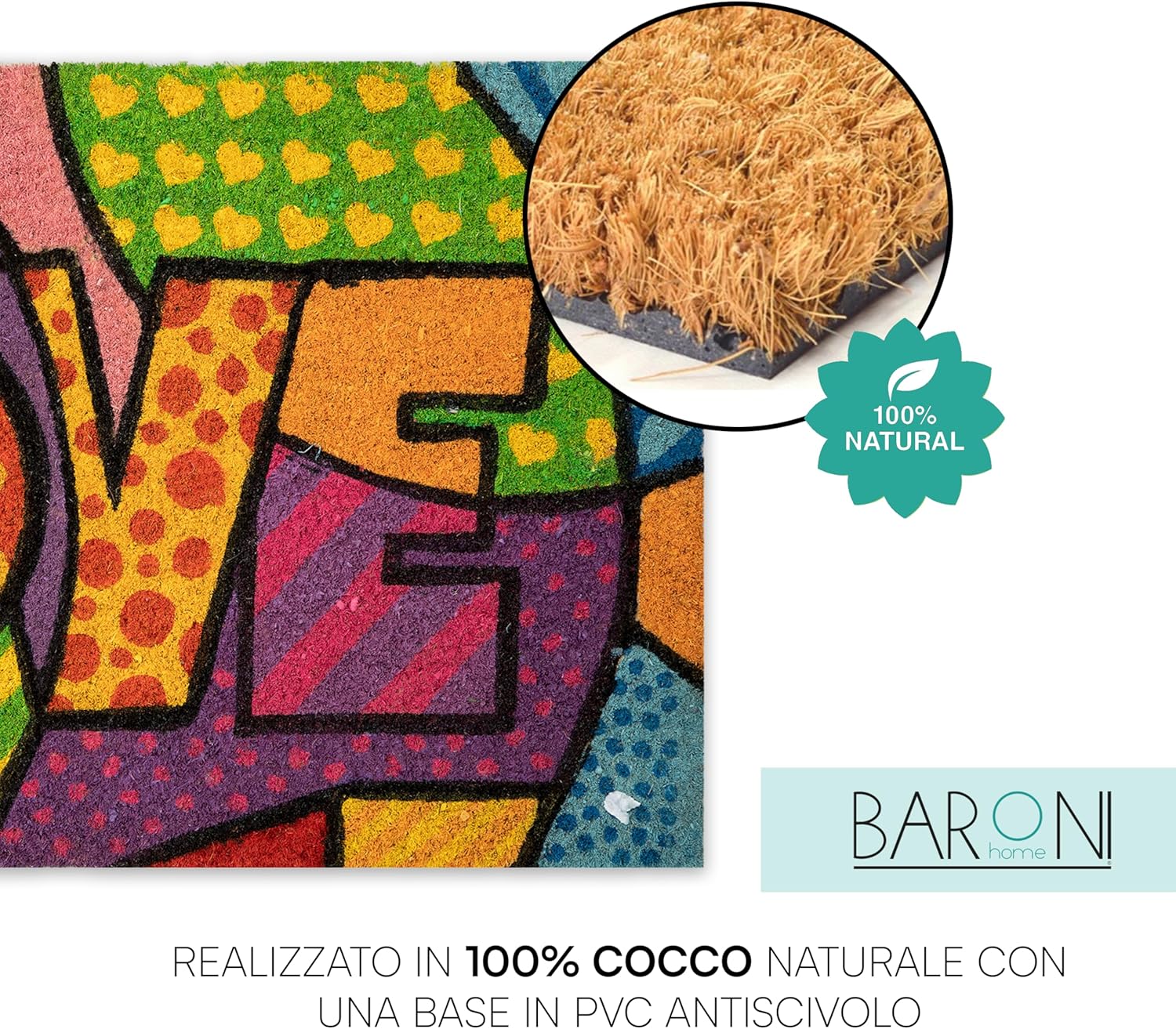 Detalle 2 de Baroni Home Zerbino 70x40 cm LOVE 🏠