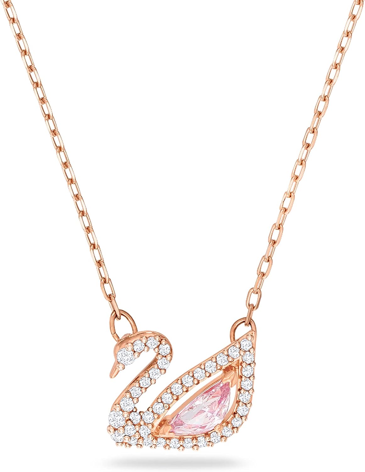 Detalle de Swarovski Swan Halskette – Roségold, Rosé Kristall, Schwananhänger
