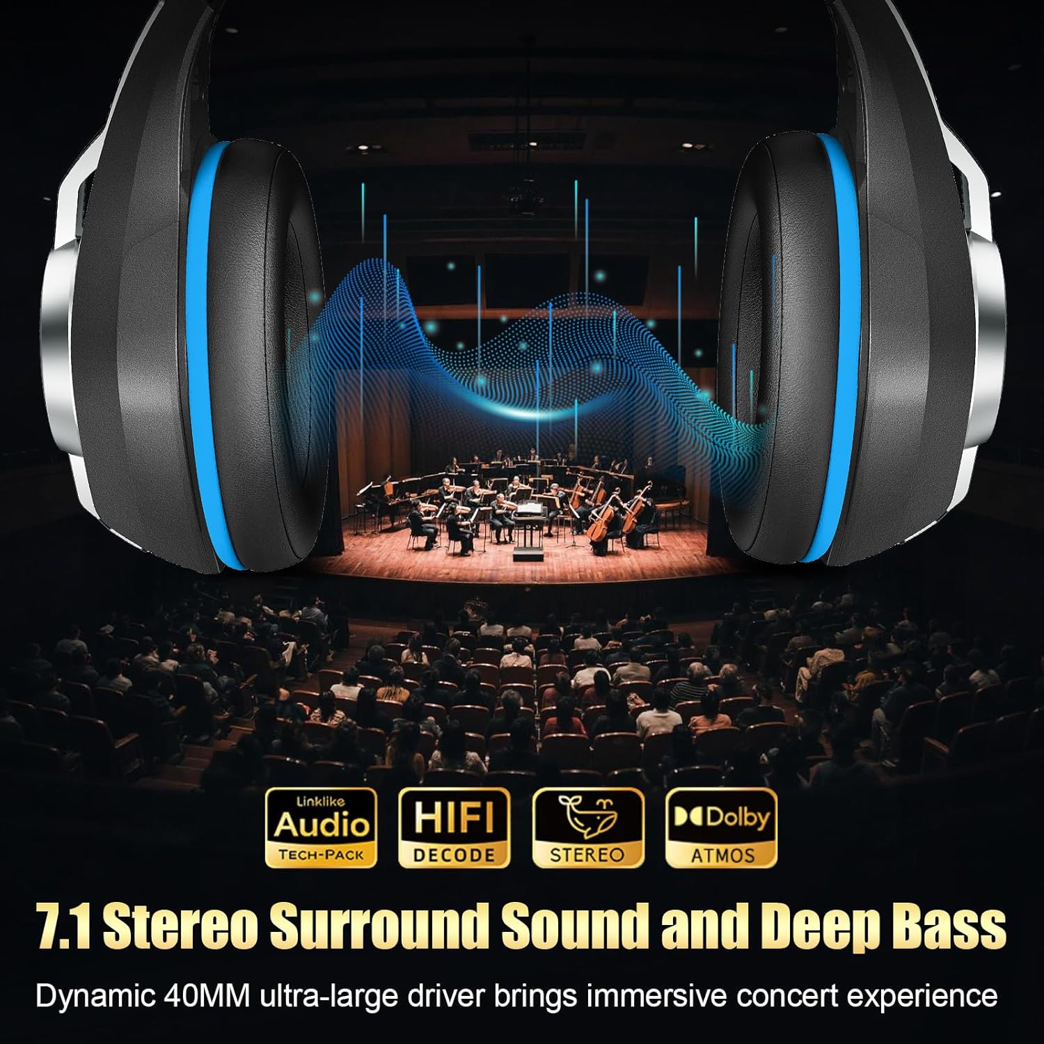 Thumbnail 2 de 2.4GHz Wireless Gaming Headsets (PS5/PS4/PC/Switch/Xbox) with 7.1 Surround, ENC Mic & 40mm Drivers