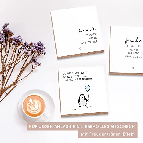 Detalle de Wunderpixel Holzbild Du-bist-genau-richtig-Pinguin – 15x15x2 cm, echtem Birkenholz Fotodruck