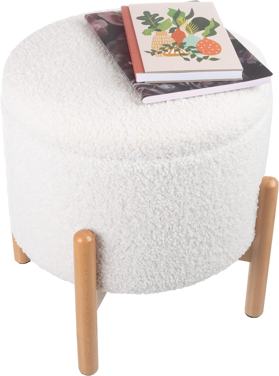 Detalle de Lavish Home Storage Ottoman in White