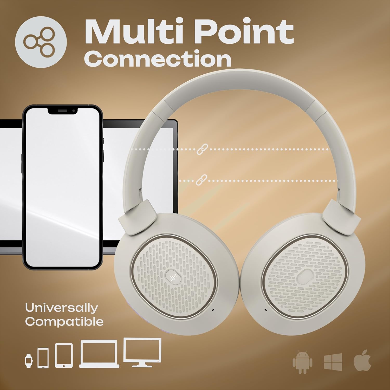 Thumbnail 5 de PowerLocus Universe Cuffie Wireless Over Ear con cancellazione attiva ibrida, fino a 60 ore e modalità trasparenza