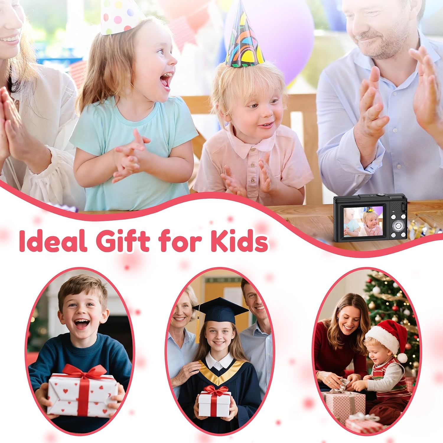 Detalle 1 de Krlun Compact Digital Camera for Kids, 48MP, 16x Zoom, 1080p Video