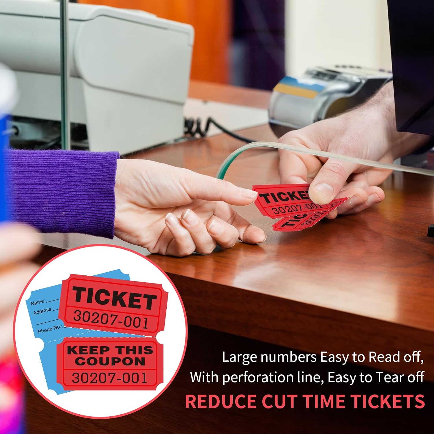 Thumbnail 5 de L LIKED 2000 Raffle Tickets Double Rolls 50/50 – Blue & Red