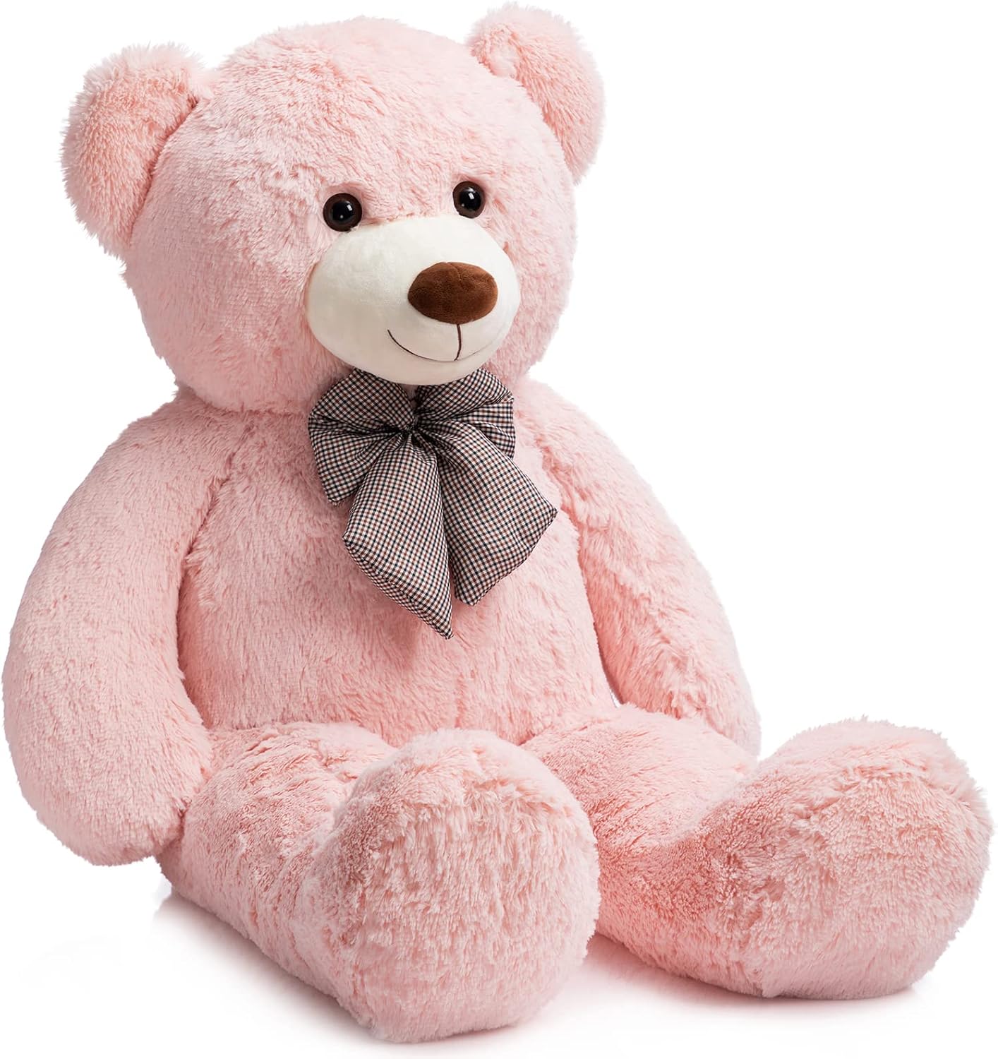 Detalle de HollyHOME Giant Pink Teddy Bear (47 Inches): A Soft, Versatile Plush for Hugging, Decorating and gifting