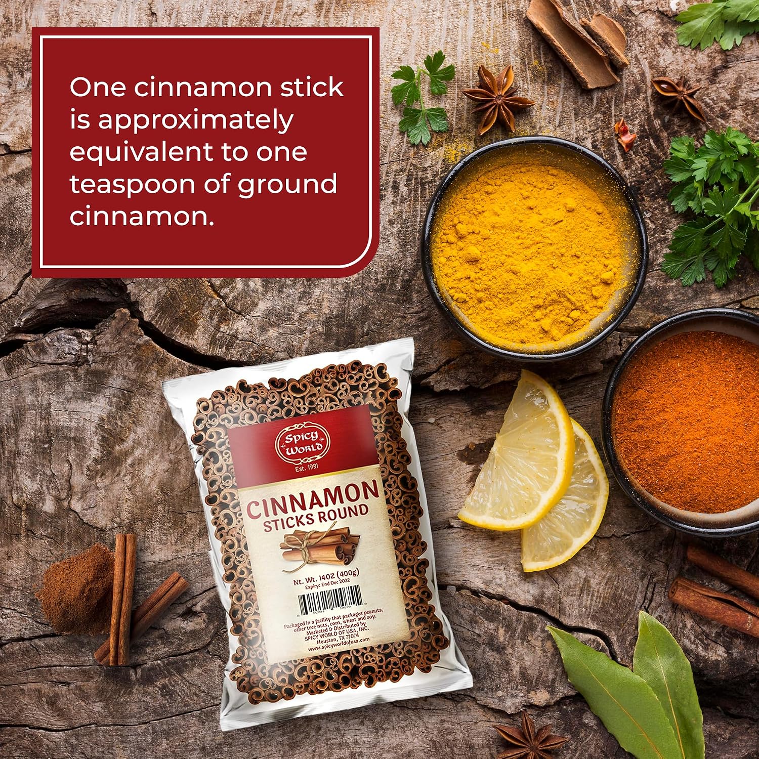 Detalle 1 de Spicy World Cassia Cinnamon Sticks, 14 oz Bag, 3+ Inches, Vietnam-Sourced