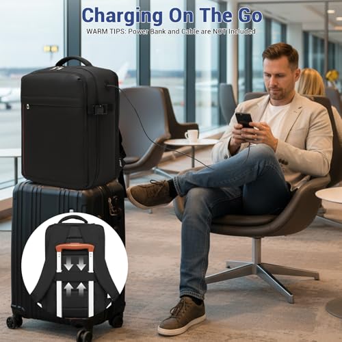 Thumbnail 5 de Kono Mochila de viaje para Ryanair/Vueling cabina 40x30x20 cm (24L) con apertura 180° y compartimento portátil, negro