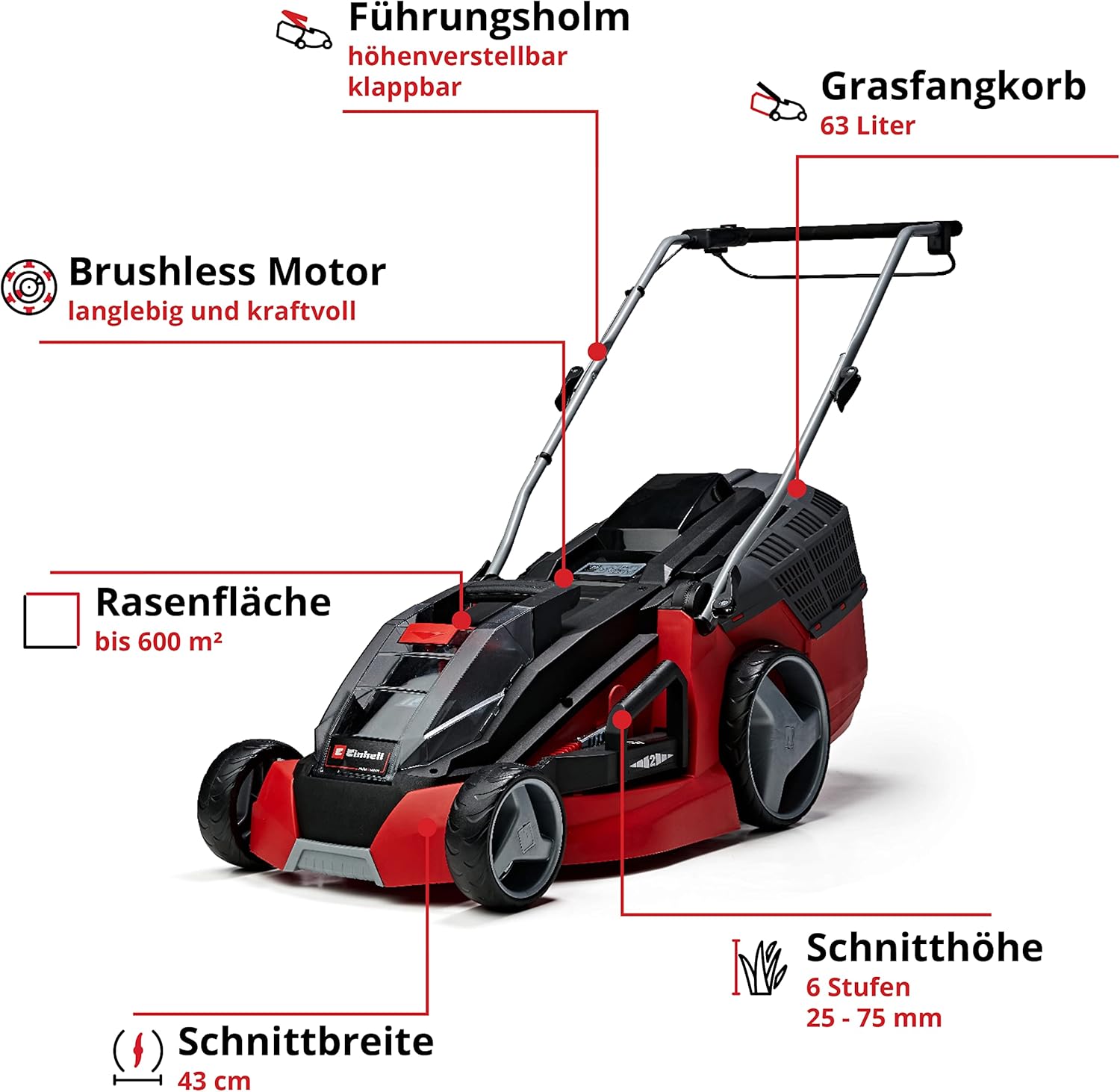 Thumbnail 2 de Einhell Akku-Rasenmäher GE-cm 43 Li M Kit (Power X-Change, 43 cm) – kabellos bis 600 m²