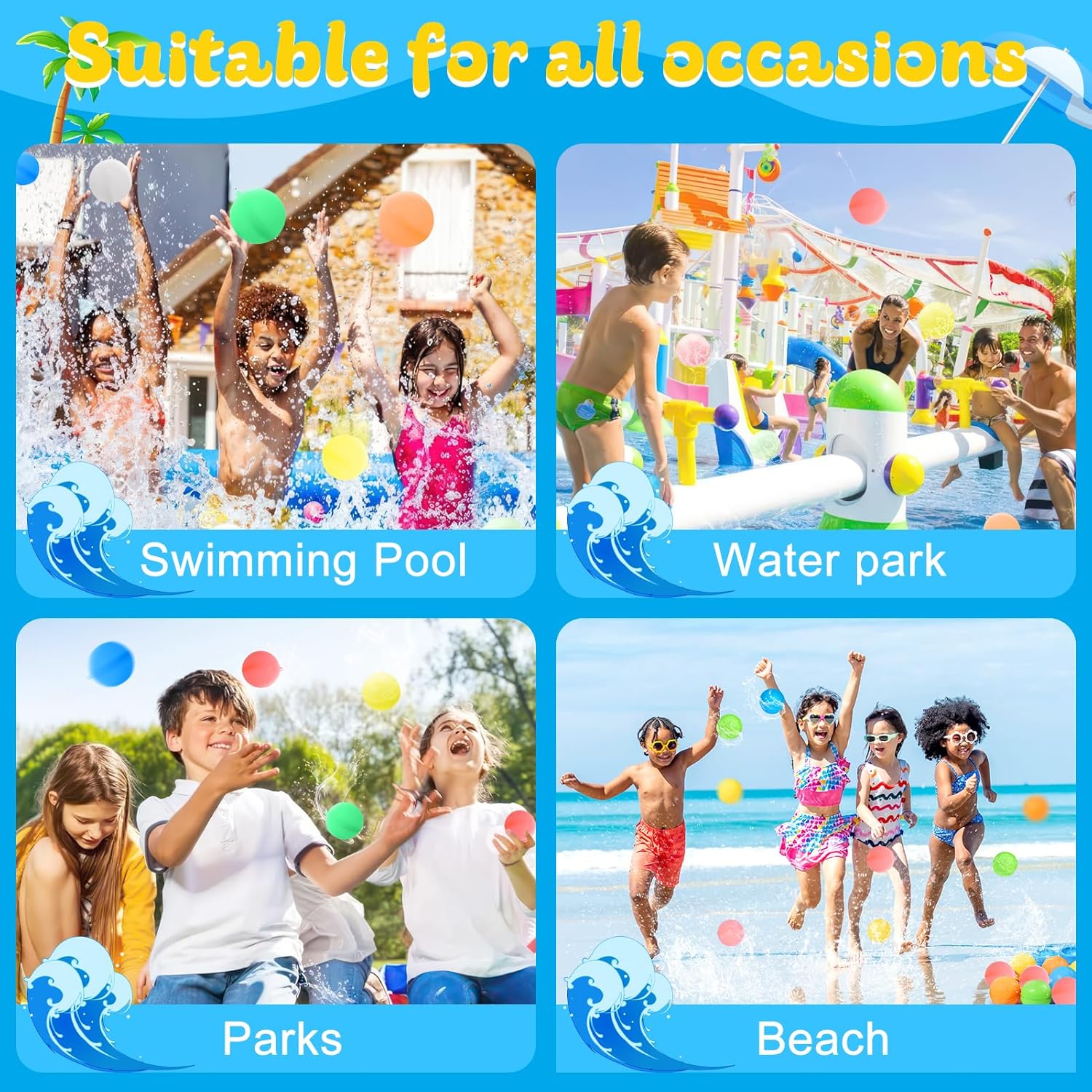 Thumbnail 5 de Wasserbomben Selbstschließend – 6 wiederverwendbare Silikon-Wasserballoons für Pool, Strand & Sommerparty