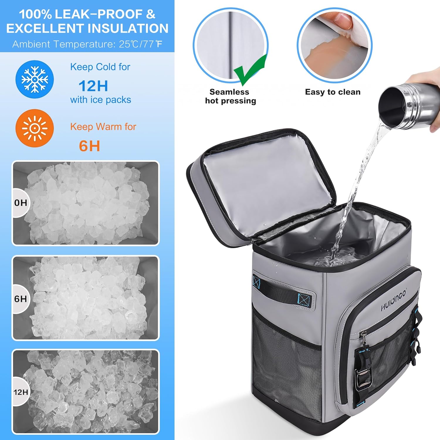Thumbnail 2 de Hulongo Large Waterproof Insulated Cooler Backpack – leak-proof cooler bag for men & women