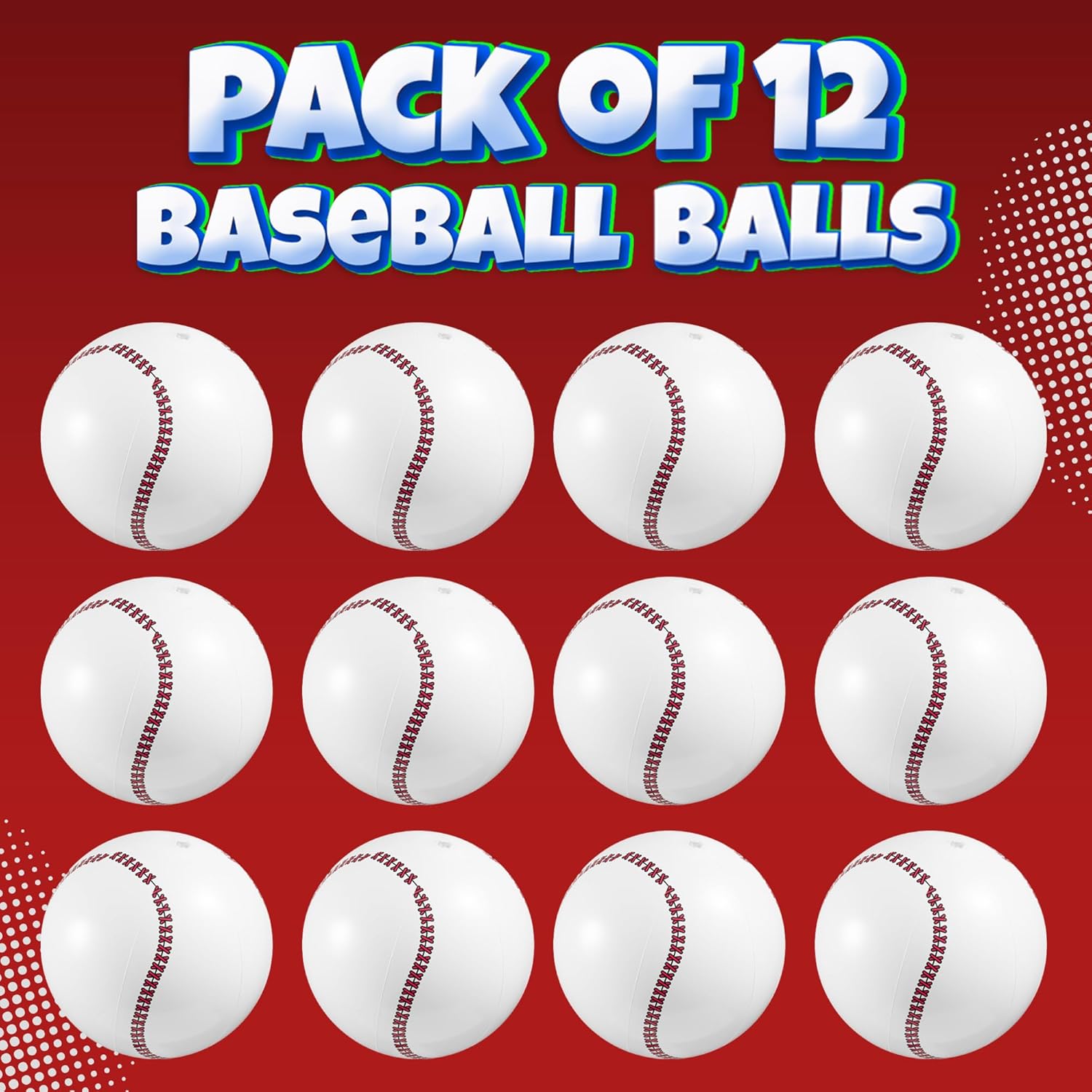 Thumbnail 6 de Bedwina Inflatable Baseball Beach Balls (Pack of 12) – 16-inch Pool Party Toys & Decorations