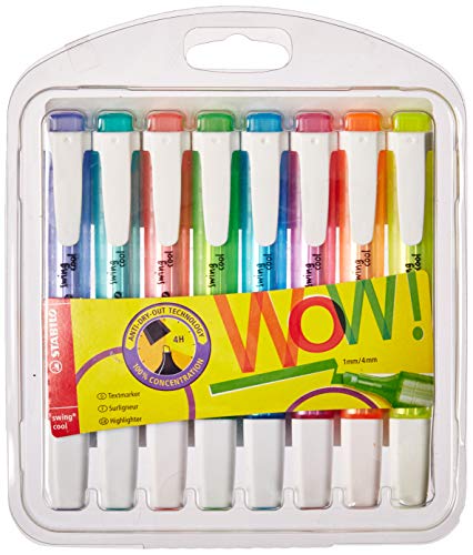 Detalle 2 de STABILO Swing Cool: marcador fluorescente con antisecado y dos grosores (2 y 5 mm) en 8 colores