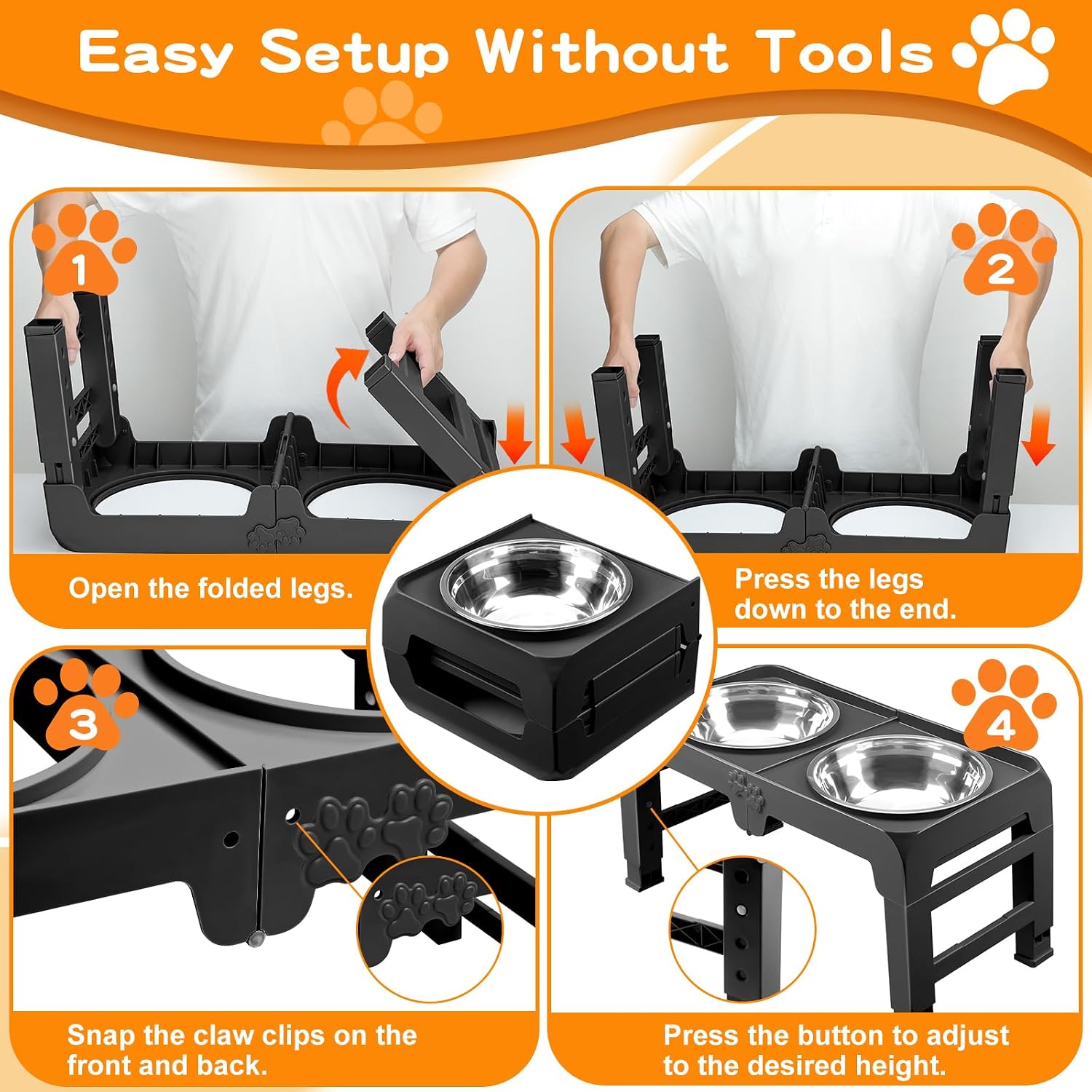 Detalle de Elevated Dog Bowls with 5 Adjustable Heights