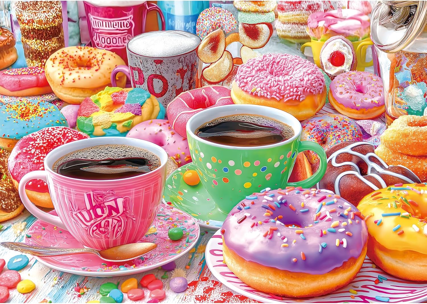 Detalle de 500 Pieces Coffee & Donuts Jigsaw Puzzle for Adults (23"x15")