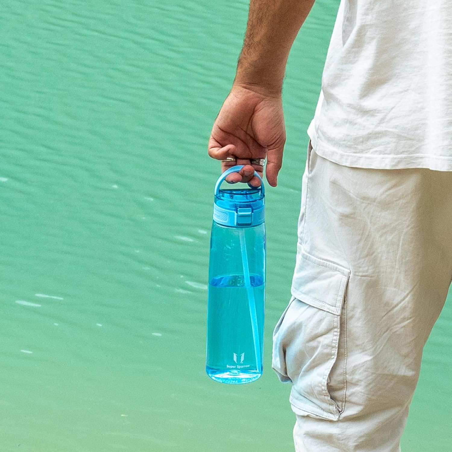 Detalle de Super Sparrow ZM-ELP ストロー付き水筒 750ml Tritan製・食洗機対応