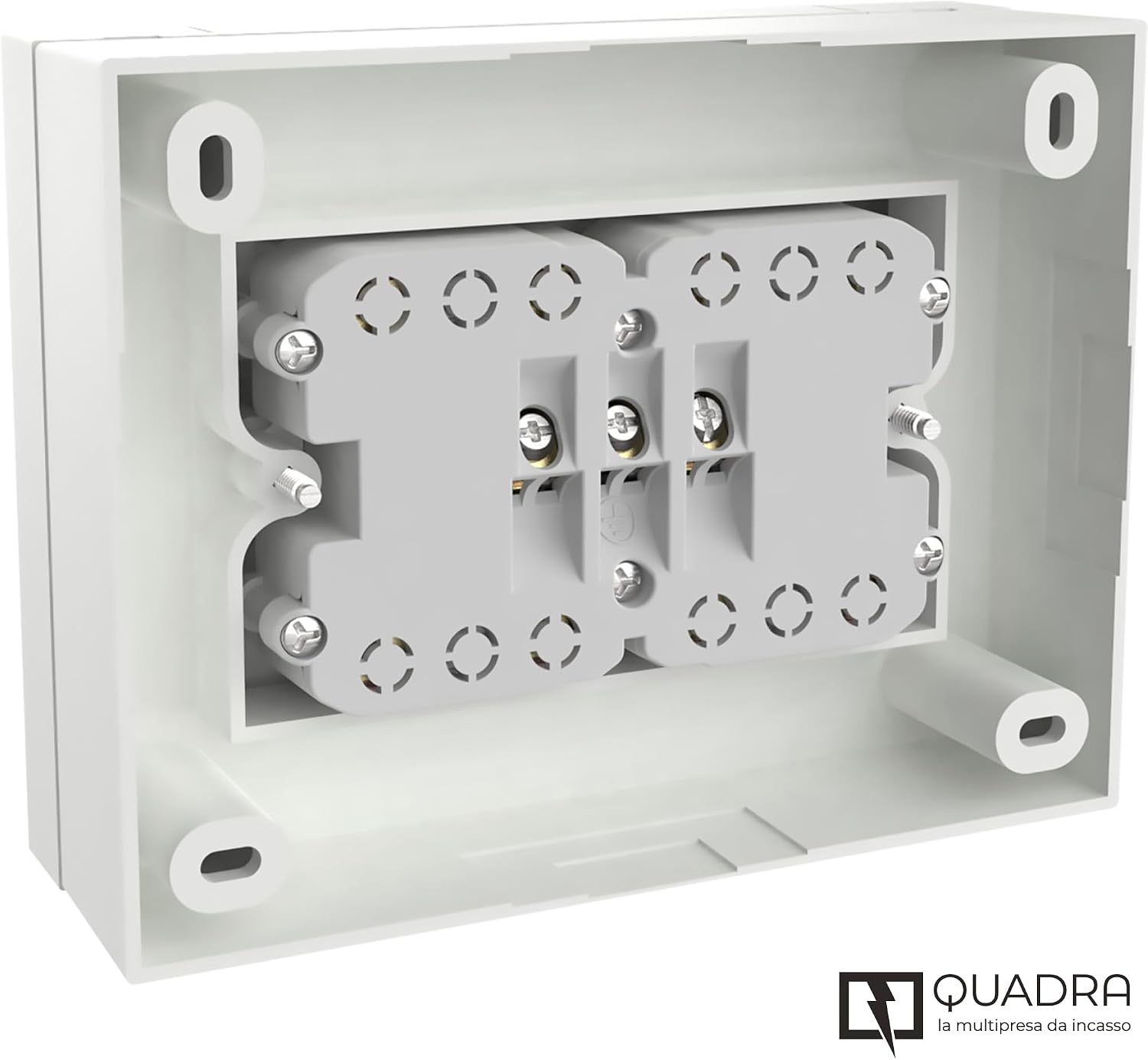 Detalle de Electraline 22016 Multipresa da parete Quadra 4 Posti Universali con scatola di supporto