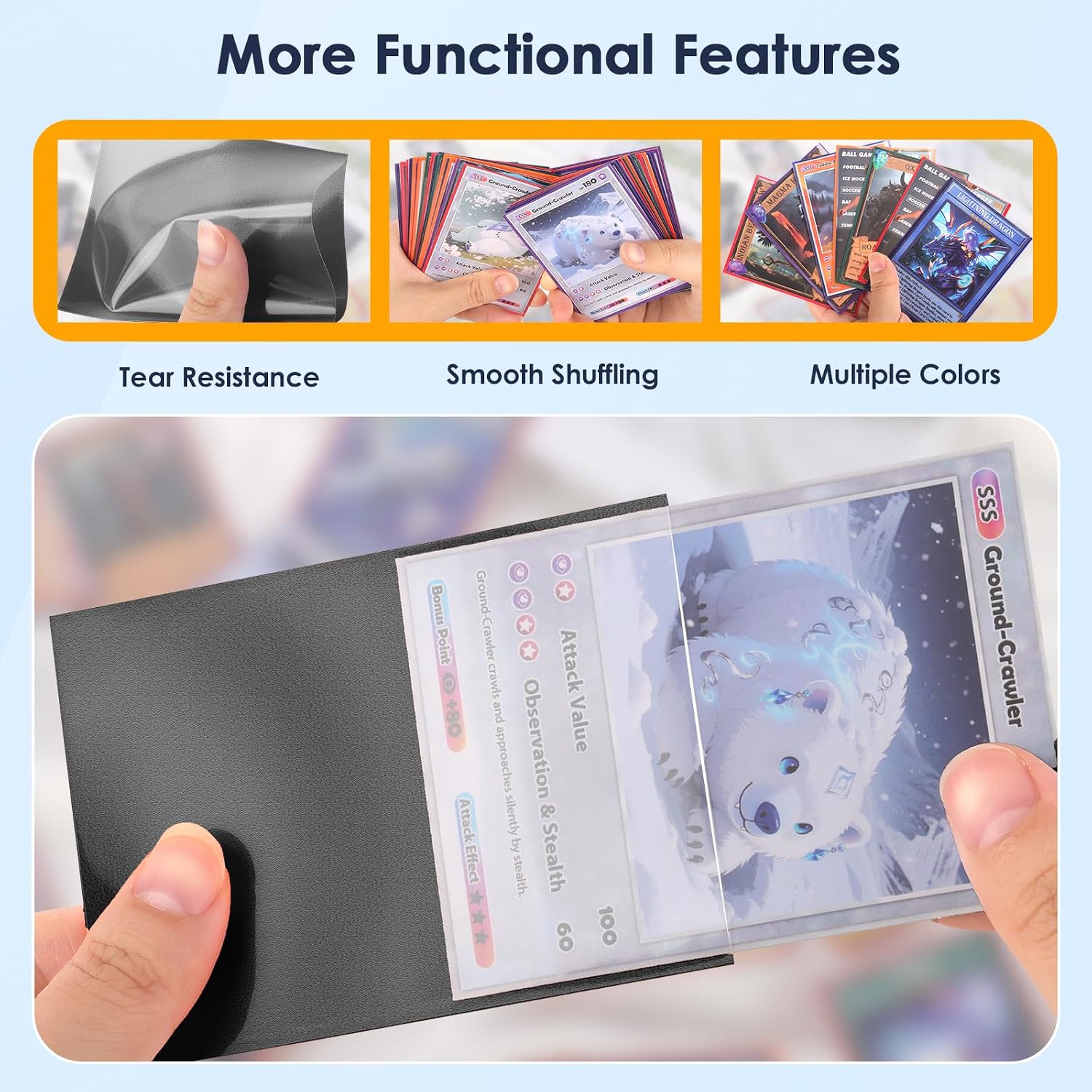 Detalle de 1000Pcs Trading Card Sleeves, 10 Colors Top Loading Sleeves for Standard Cards (2.5" x 3.5")