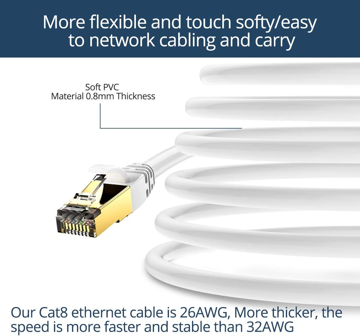 Thumbnail 2 de Veetop Cat8 Patchkabel 0,25 m