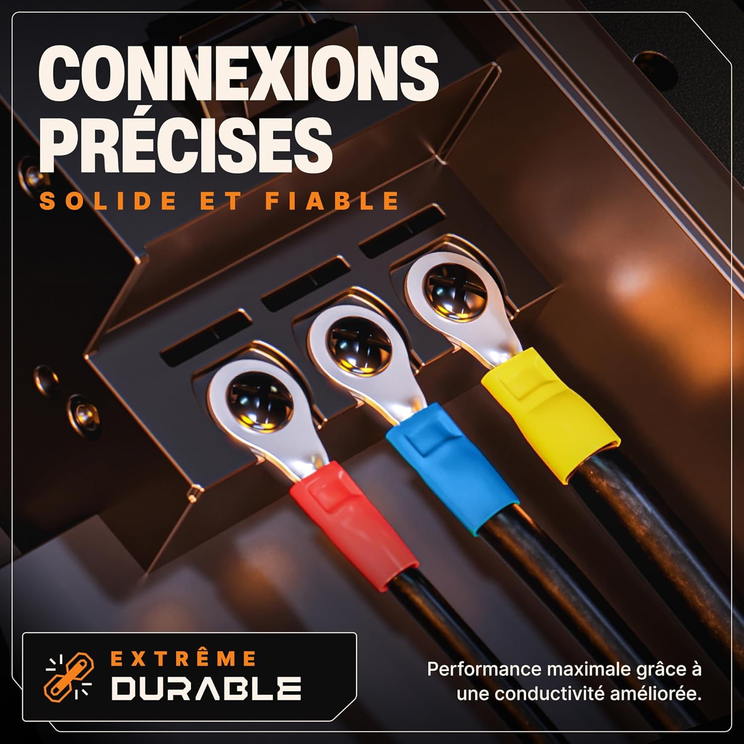 Detalle de BAURIX® Set de 700 cosse electrique – Assortiment de cosses et kits pour câbles 0,50–6 mm²
