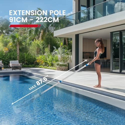 Detalle de Enhulk PC15: Batteria per aspirapolvere piscina con testa larga 34 cm e asta telescopica