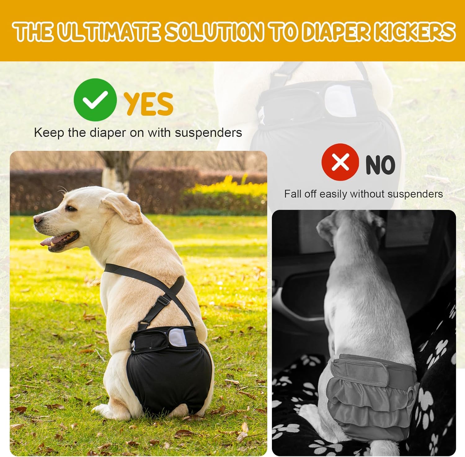 Thumbnail 1 de 3 Pack Avont female dog nappies with suspenders – reusable waterproof diaper pants for incontinence and period