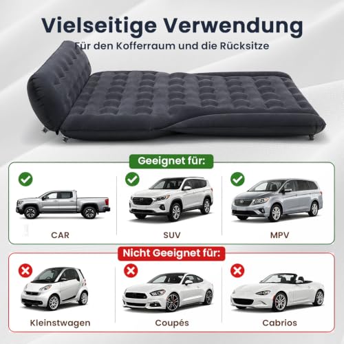 Detalle de Ytaoeo Auto Luftmatratze 188x132x15 cm – Aufblasbar fürs Camping & Reisen