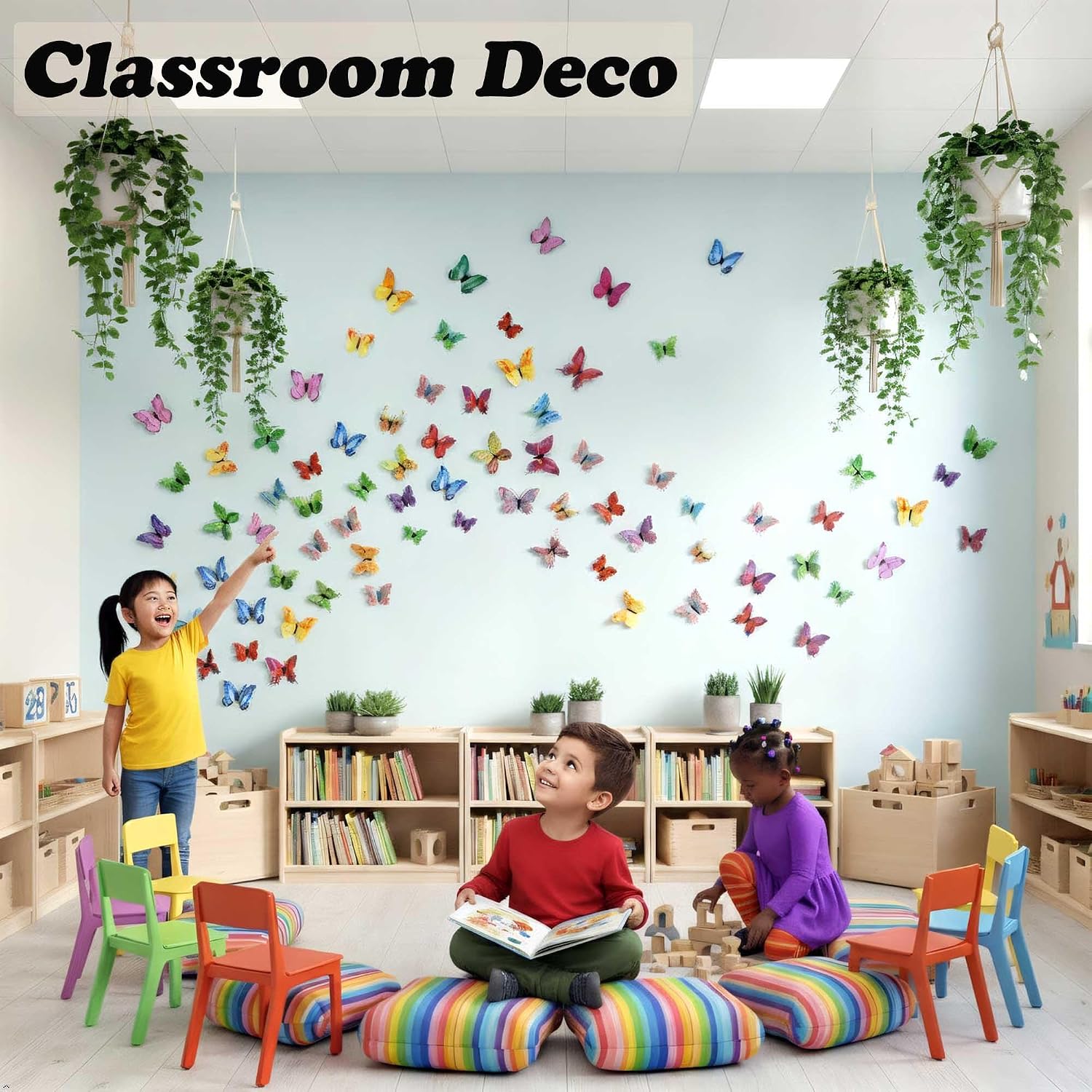 Detalle 1 de OPSEAM DECO-2202 3D Butterfly Wall Decor, 72 White PVC Stickers