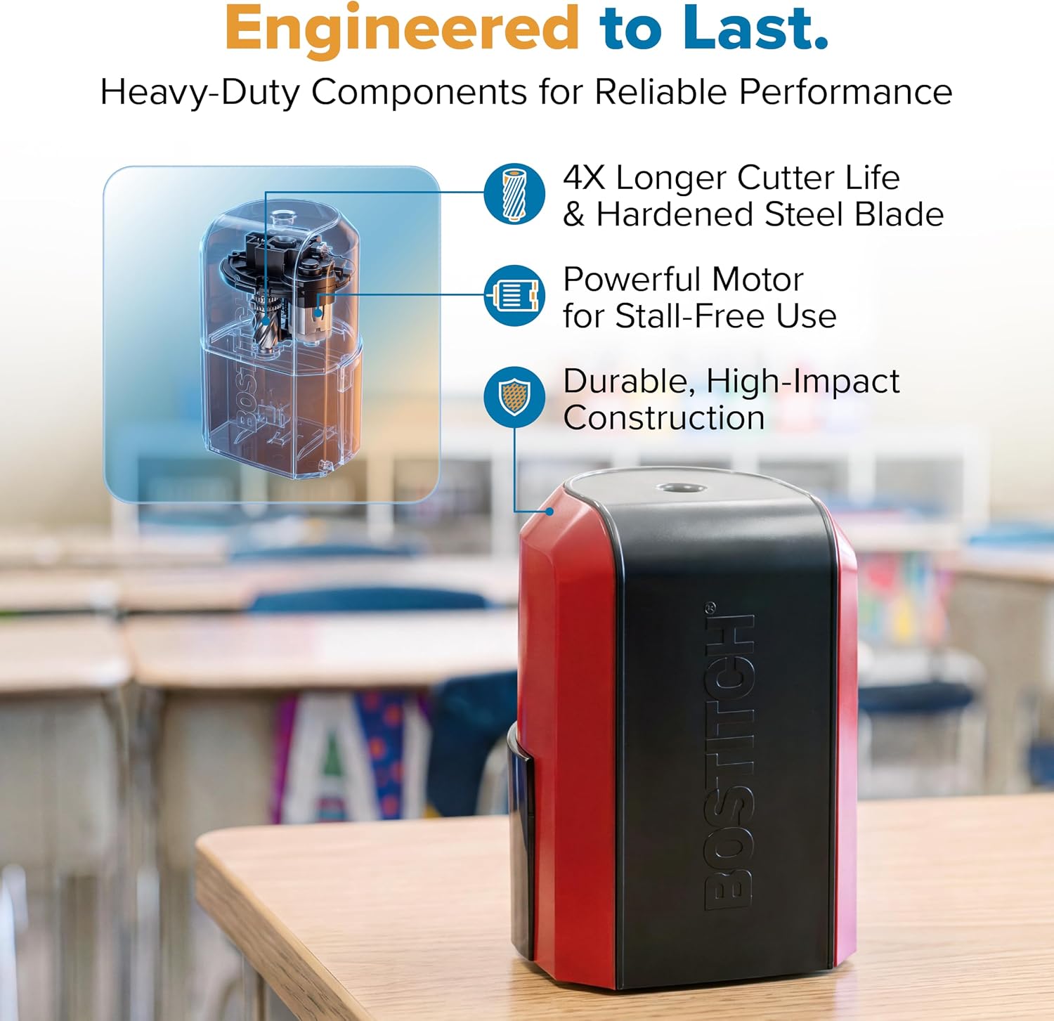 Detalle 1 de Bostitch Vertical Electric Pencil Sharpener, Red
