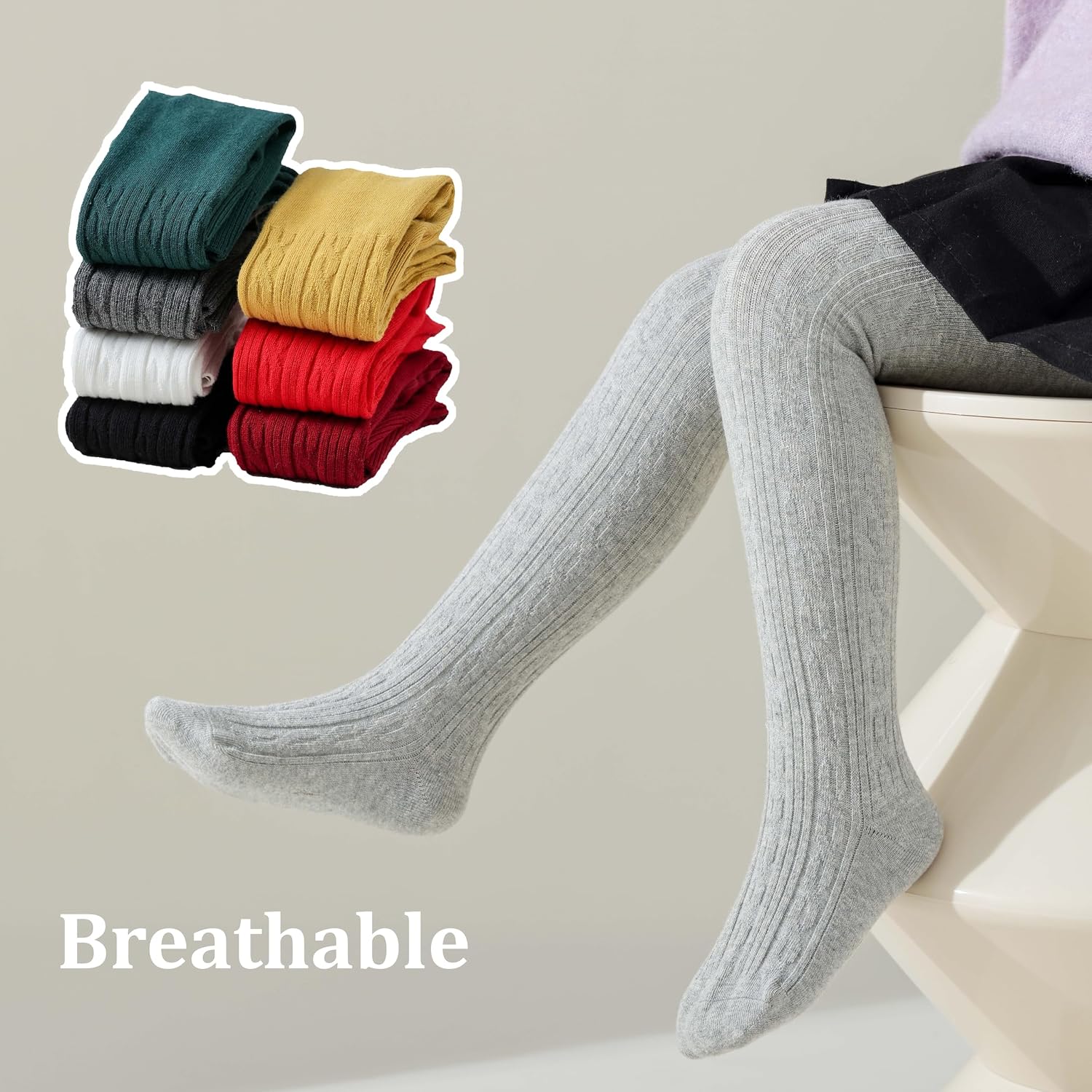 Thumbnail 3 de Marchare Baby Girls Thick Cable Knit Tights – Warm, Soft and Easy to Wear