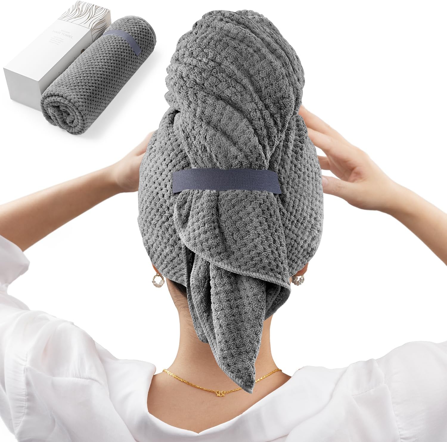 Detalle de YFONG Large Hair Towel Wrap 26.3" x 40